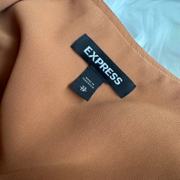 Express Orange Peplum Satin Blouse - Picture 12 of 16